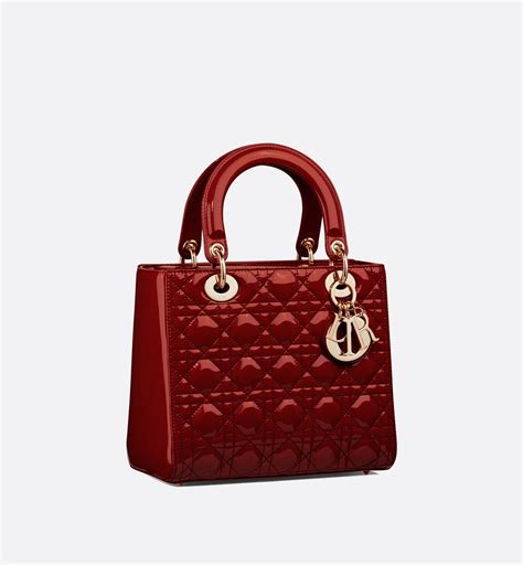 lady dior medium red patent|Lady Dior cannage bag.